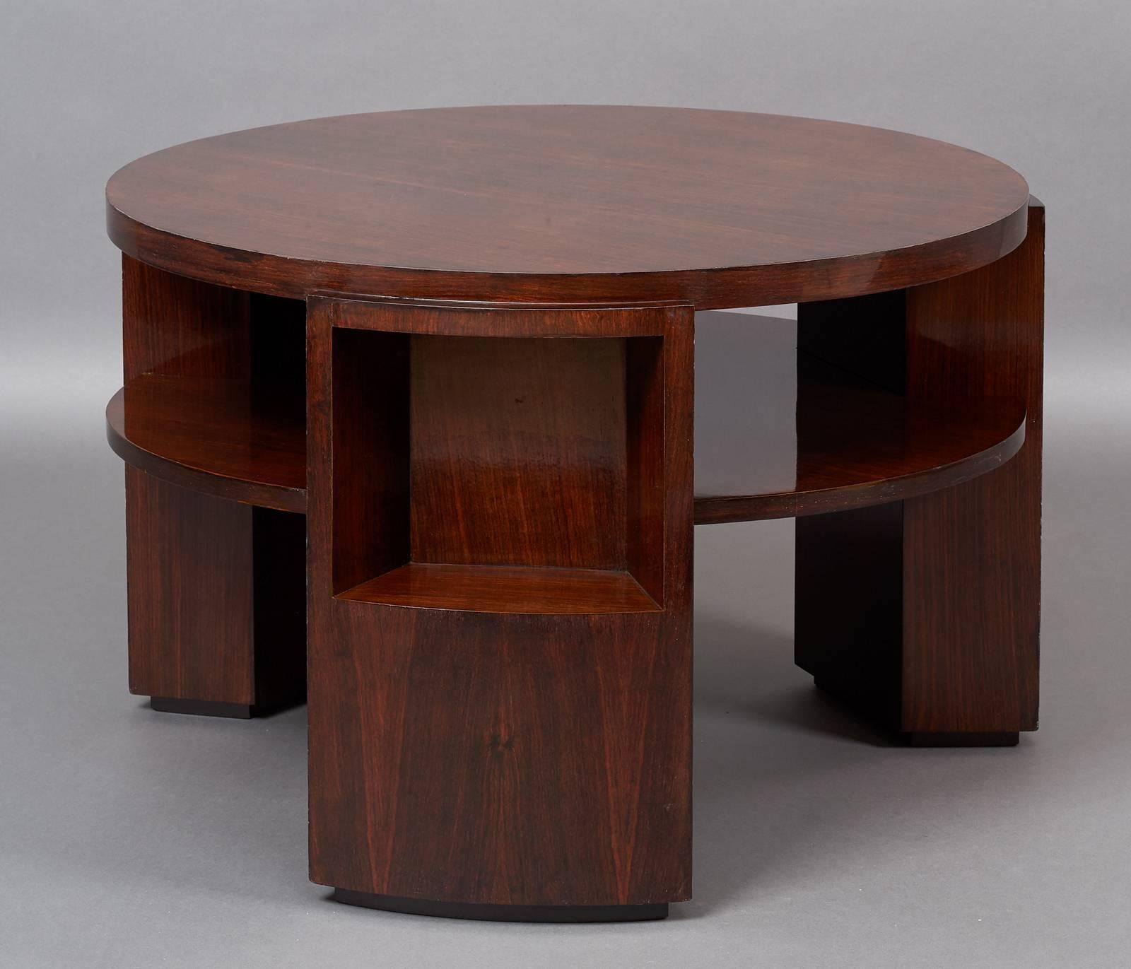 French Exceptional Rosewood Two-Tier Table by Dominique, France 1930s