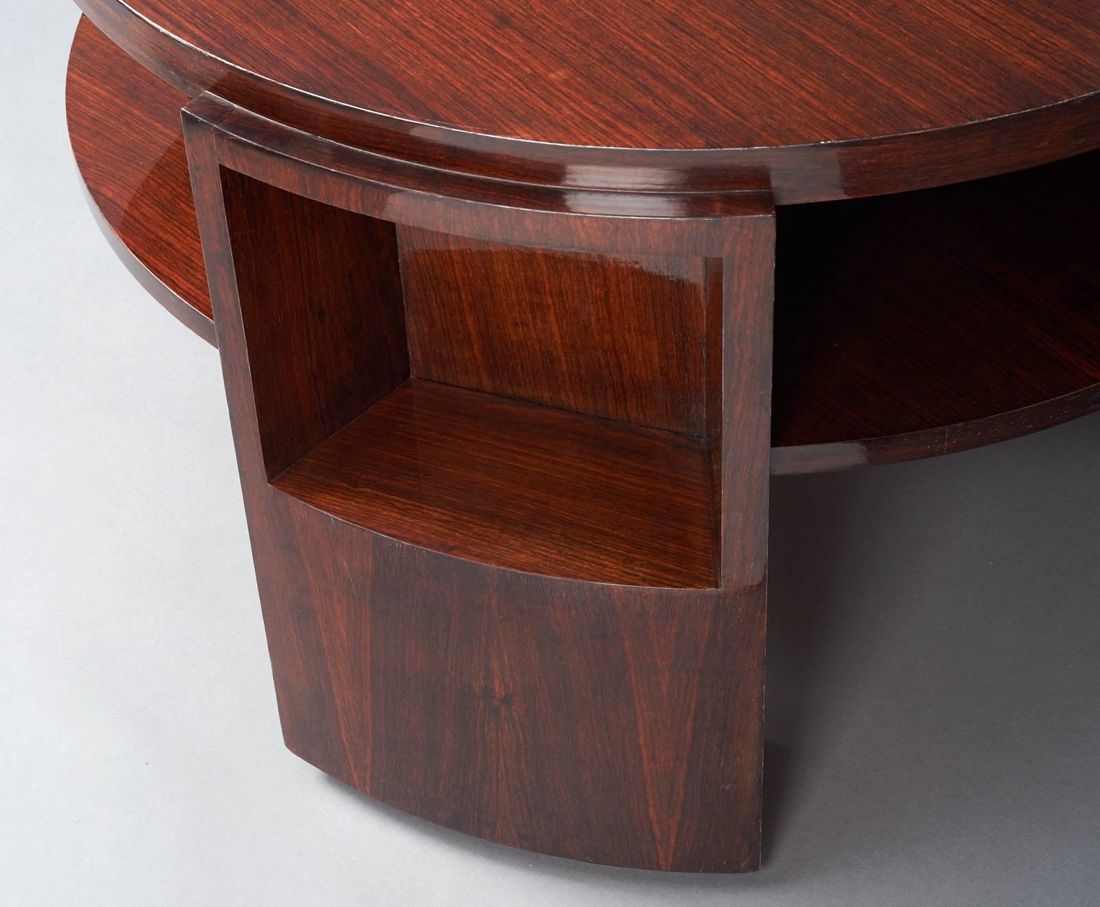 Exceptional Rosewood Two-Tier Table by Dominique, France 1930s In Excellent Condition In New York, NY