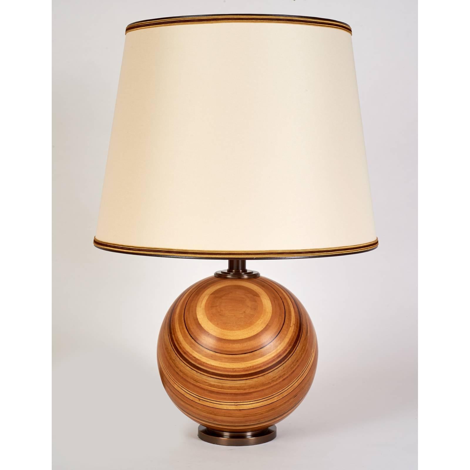 turned wood table lamp