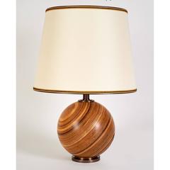 Beautiful Turned Wood 1960s Table Lamp