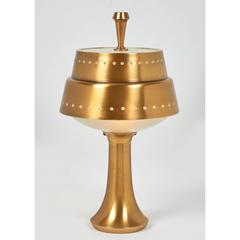 Miniature Perforated Brass Table Lamp in the Manner of Sarfatti, Italy, 1950s