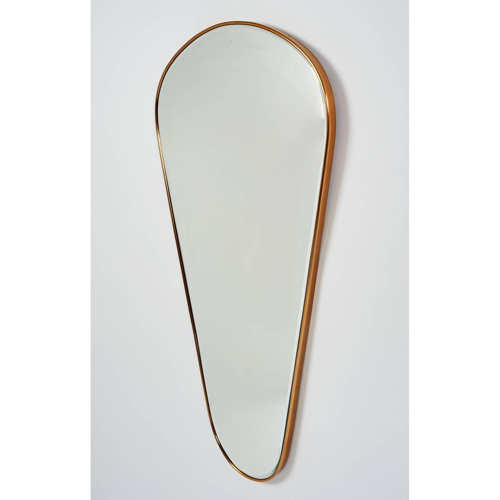 Italian Tear-Drop Brass Mirror, Italy, 1950s
