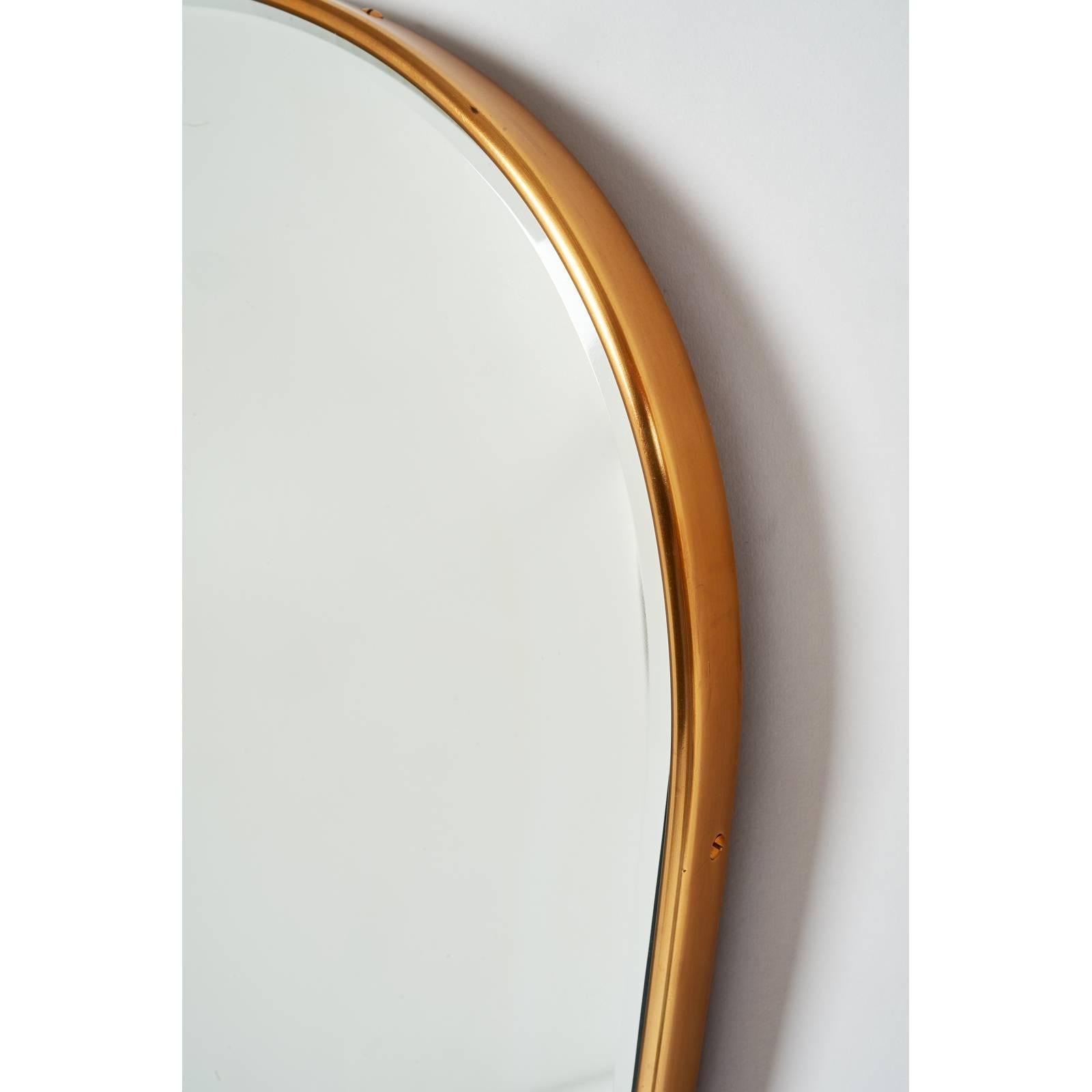Mid-Century Modern Tear-Drop Brass Mirror, Italy, 1950s