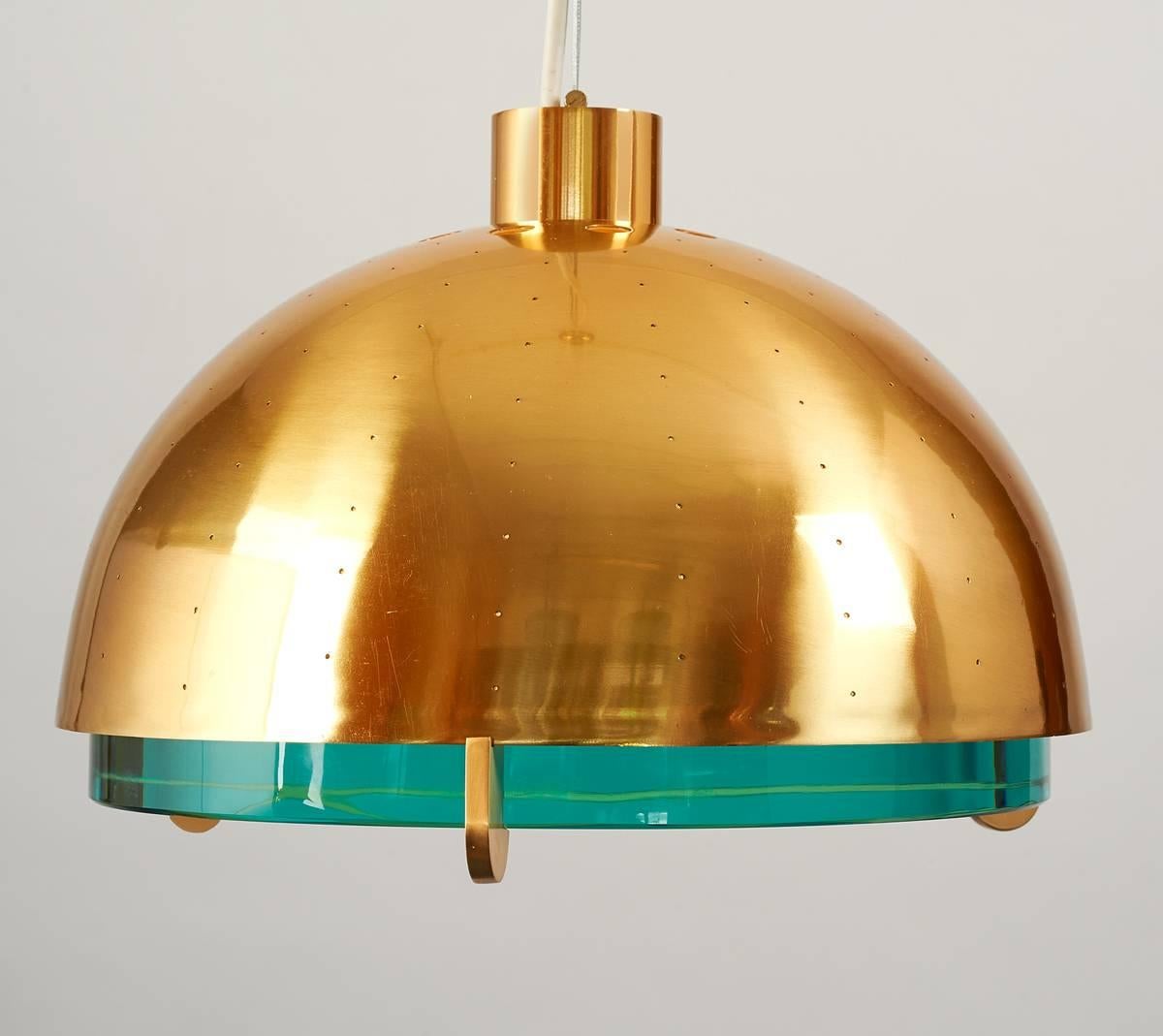 Mid-Century Modern Limited Edition Glass and Perforated Brass Lantern by Roberto Rida