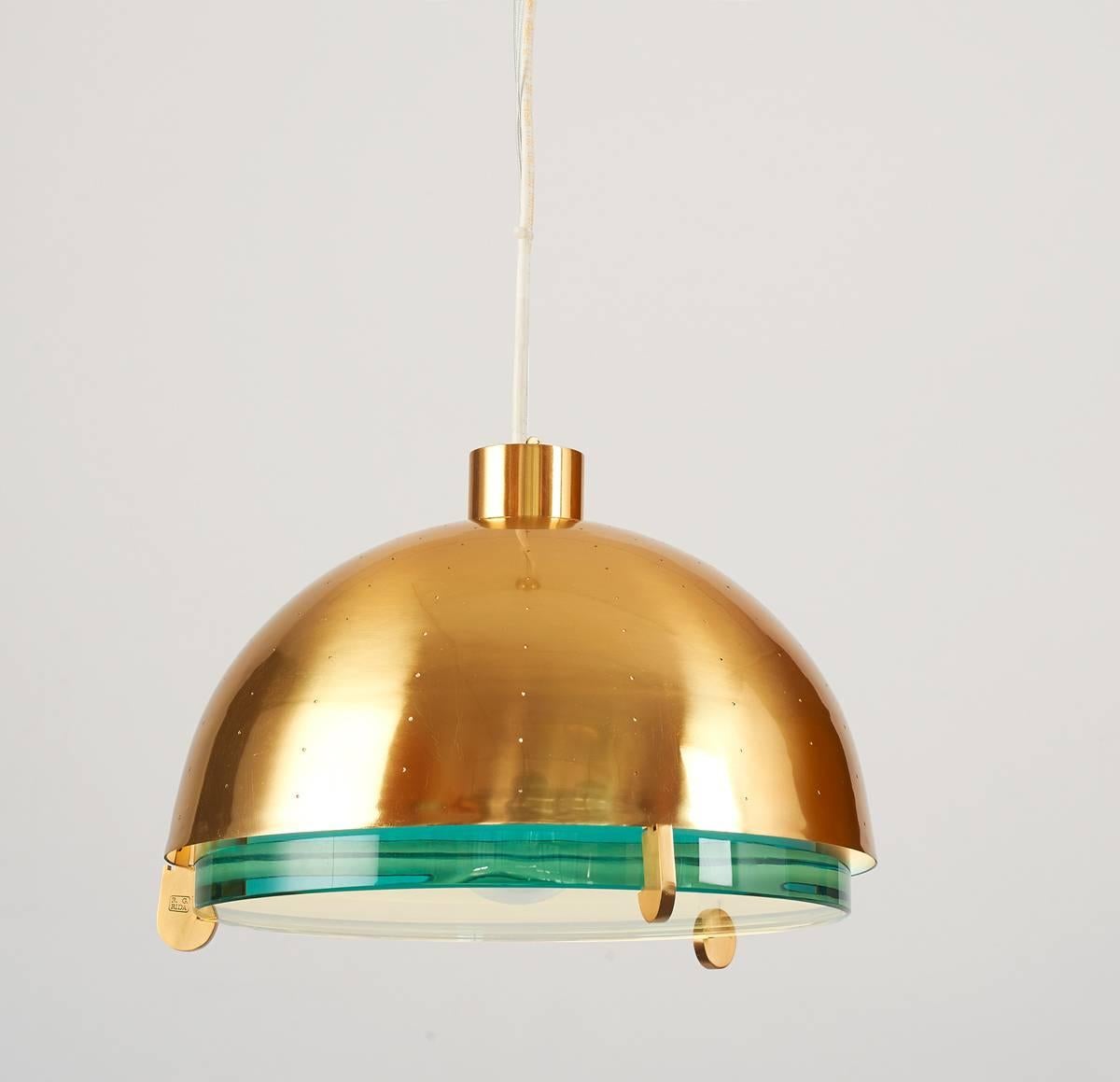 Limited Edition Glass and Perforated Brass Lantern by Roberto Rida In Excellent Condition In New York, NY