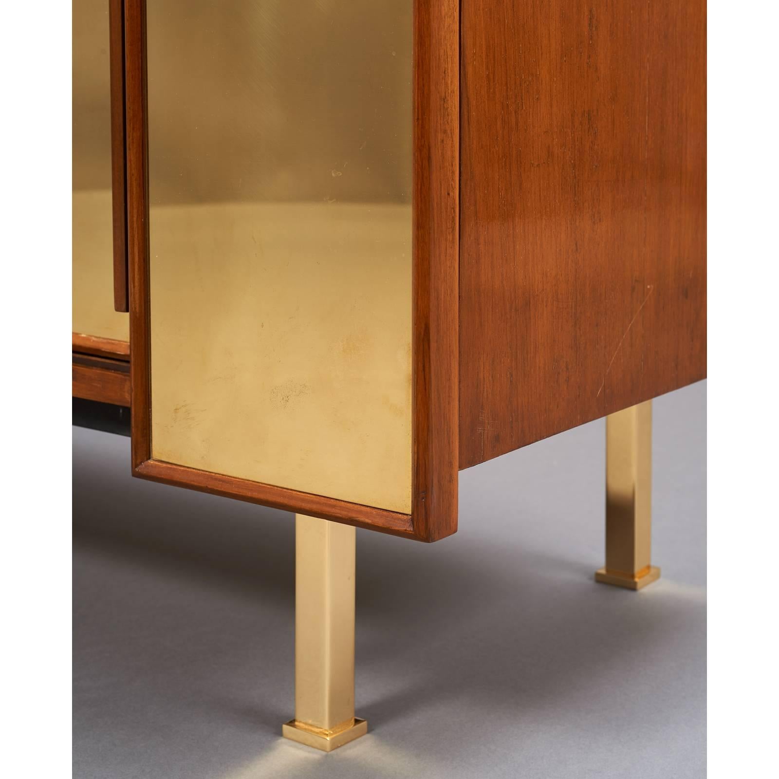 Late 20th Century Architectural Asymmetrical Cabinet in Reflective Polished Brass, France, 1970s