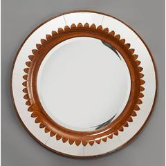 Double-Framed Carved Oak Sunburst Italian, 1950s, Mirror