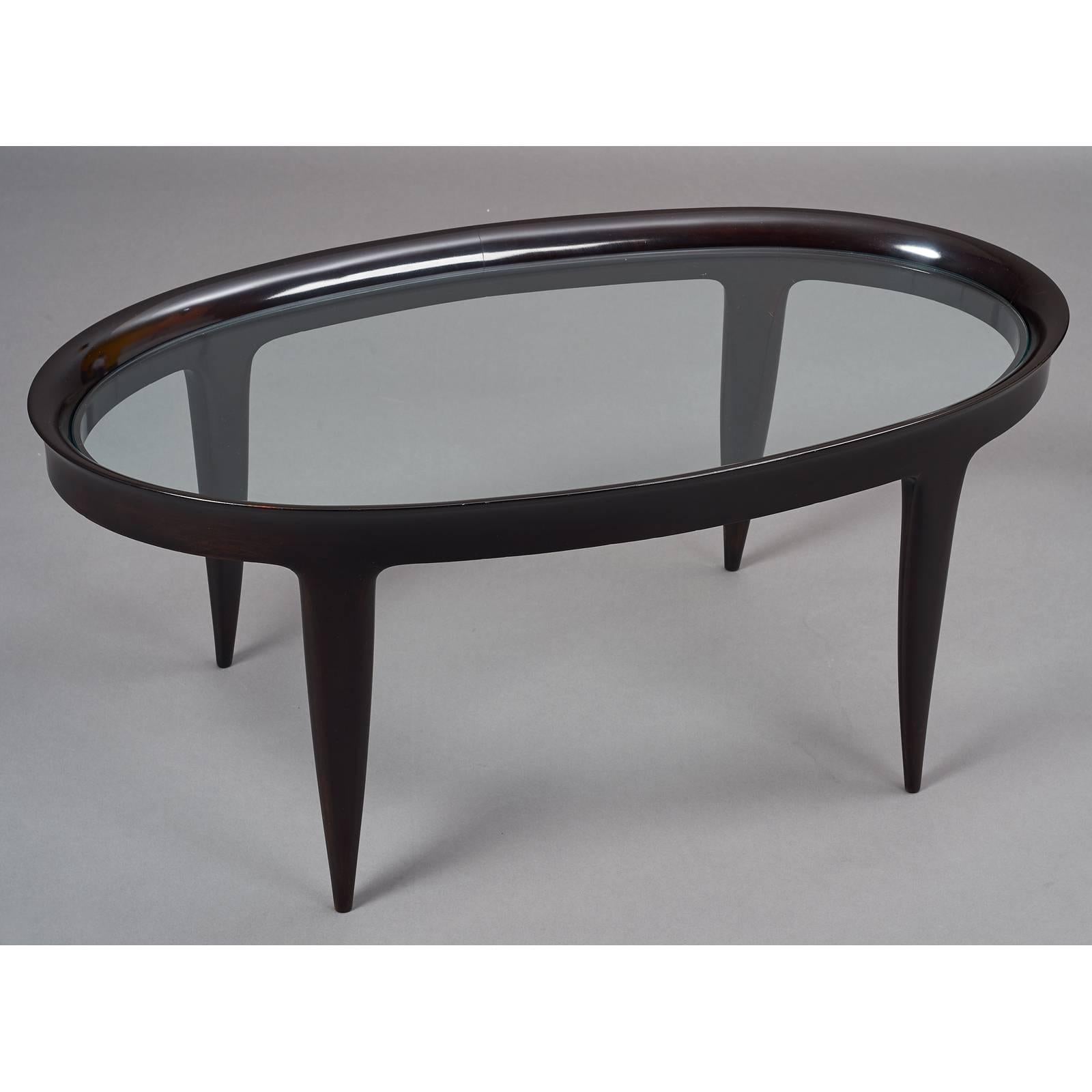 Stained Elegant Oval Table in the Style of Gio Ponti, 1950s