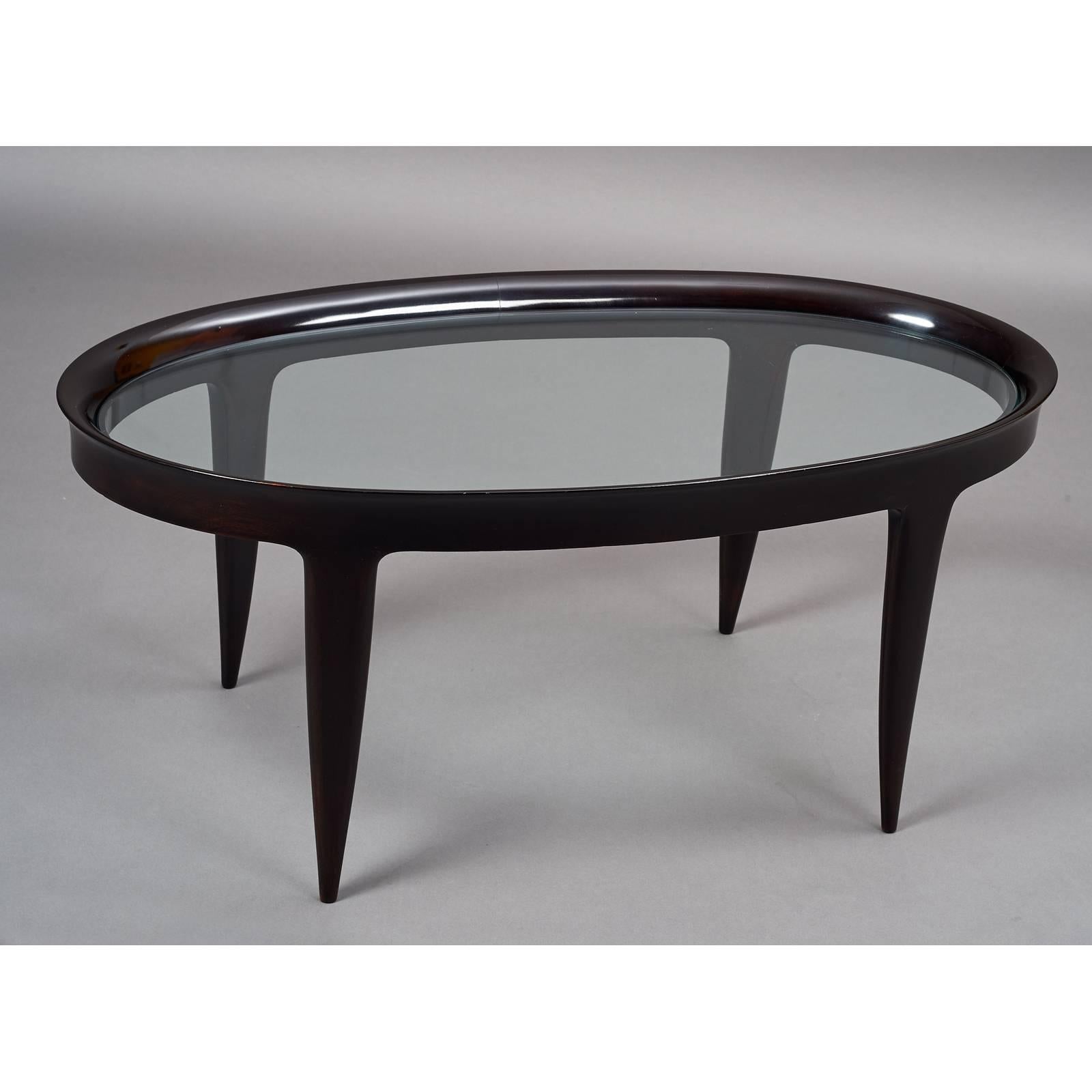 Italian Elegant Oval Table in the Style of Gio Ponti, 1950s
