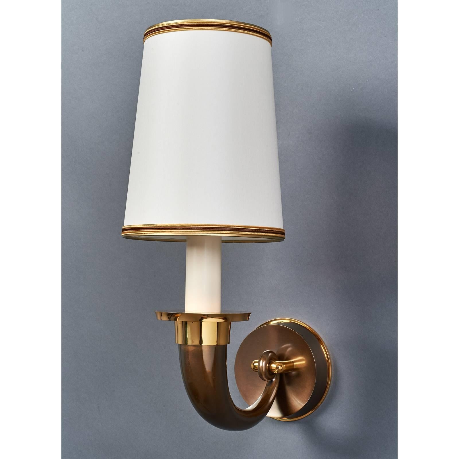 Mid-Century Modern Handsome Pair of Bronze Sconces, France, 1950s