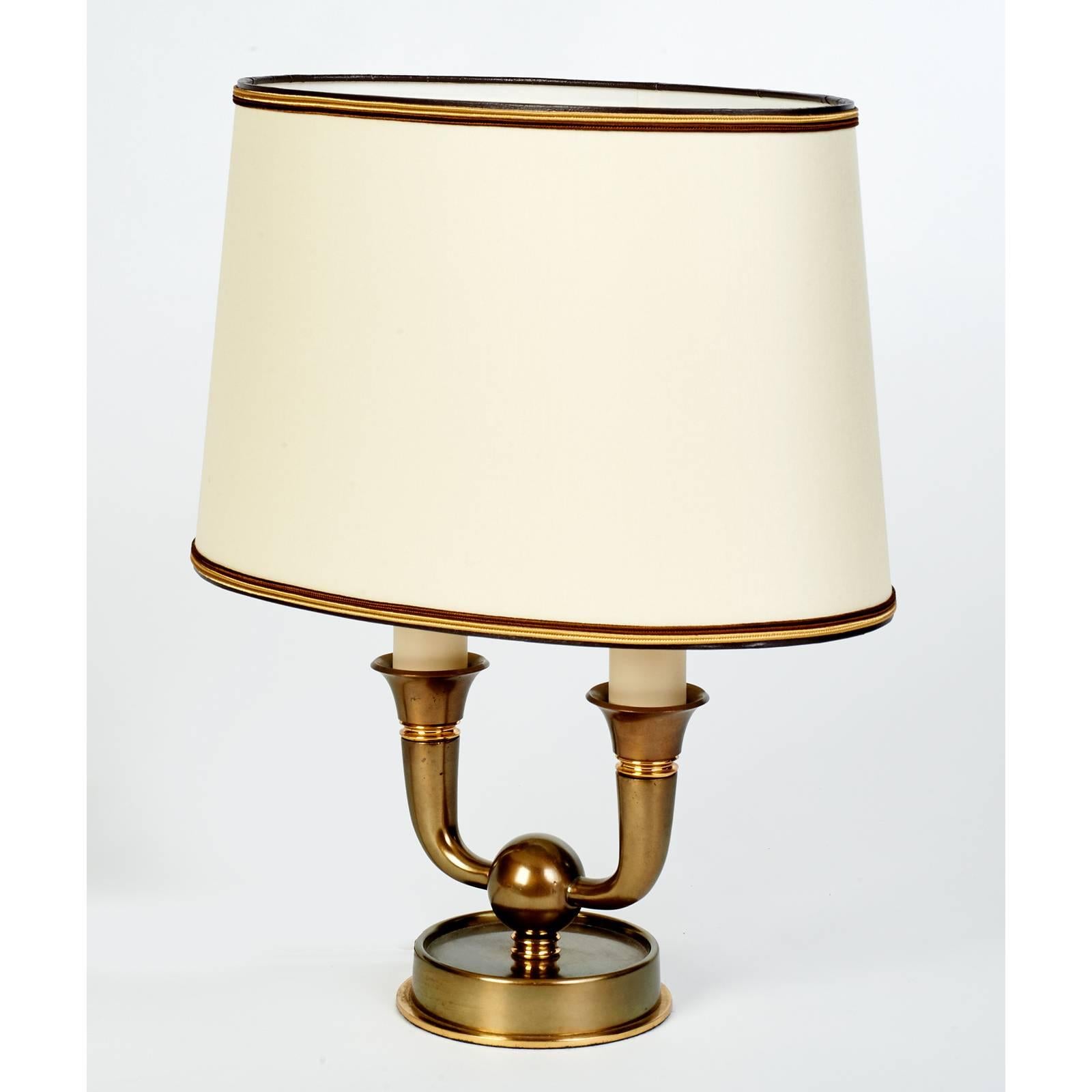 Mid-Century Modern Elegant Genet Michon Bronze Table Lamp, France 1940s