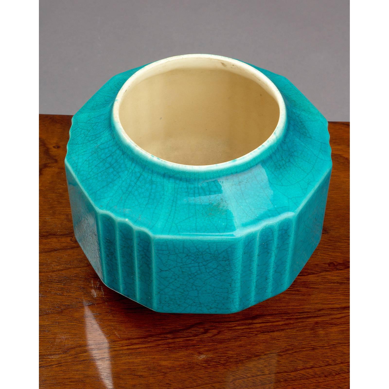 Pflanzgefäß oder Vase aus gekräuselter Keramik von Boch Freres, 1930er Jahre (Art déco) im Angebot