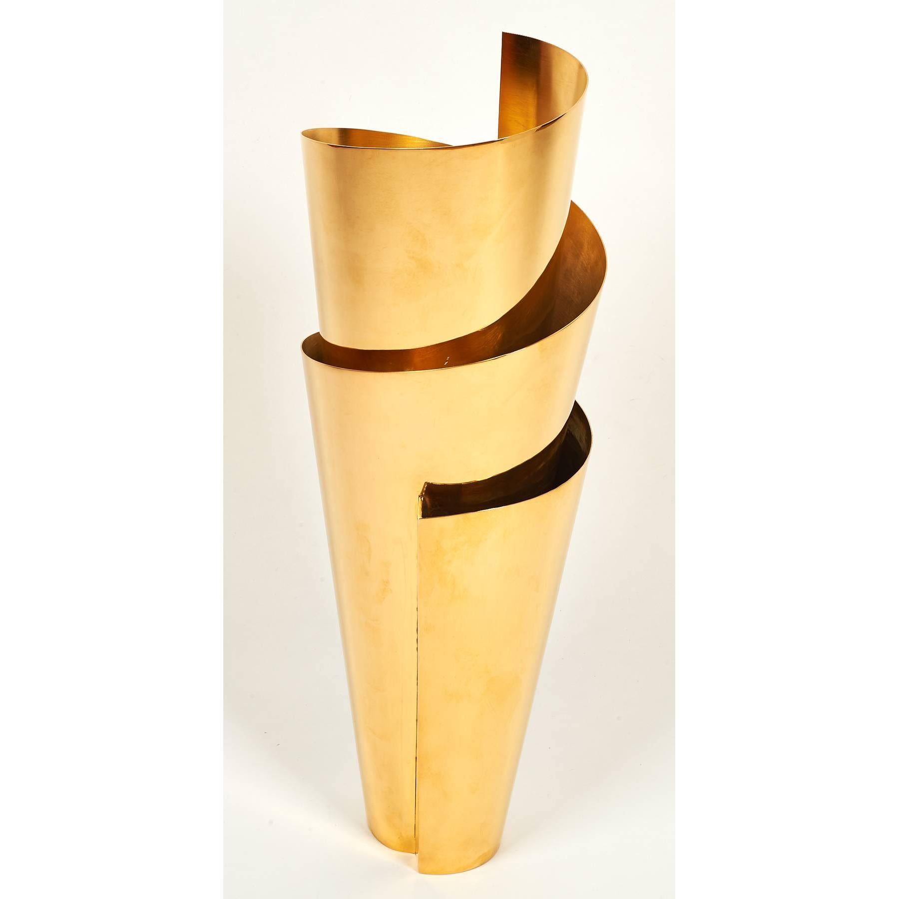 Stefano Casciani (b. 1955)
Spiral vase 
Gilt brass
Artist's proof from an edition of 9, signed
Italy, 2014
24 H x 9 diameter.