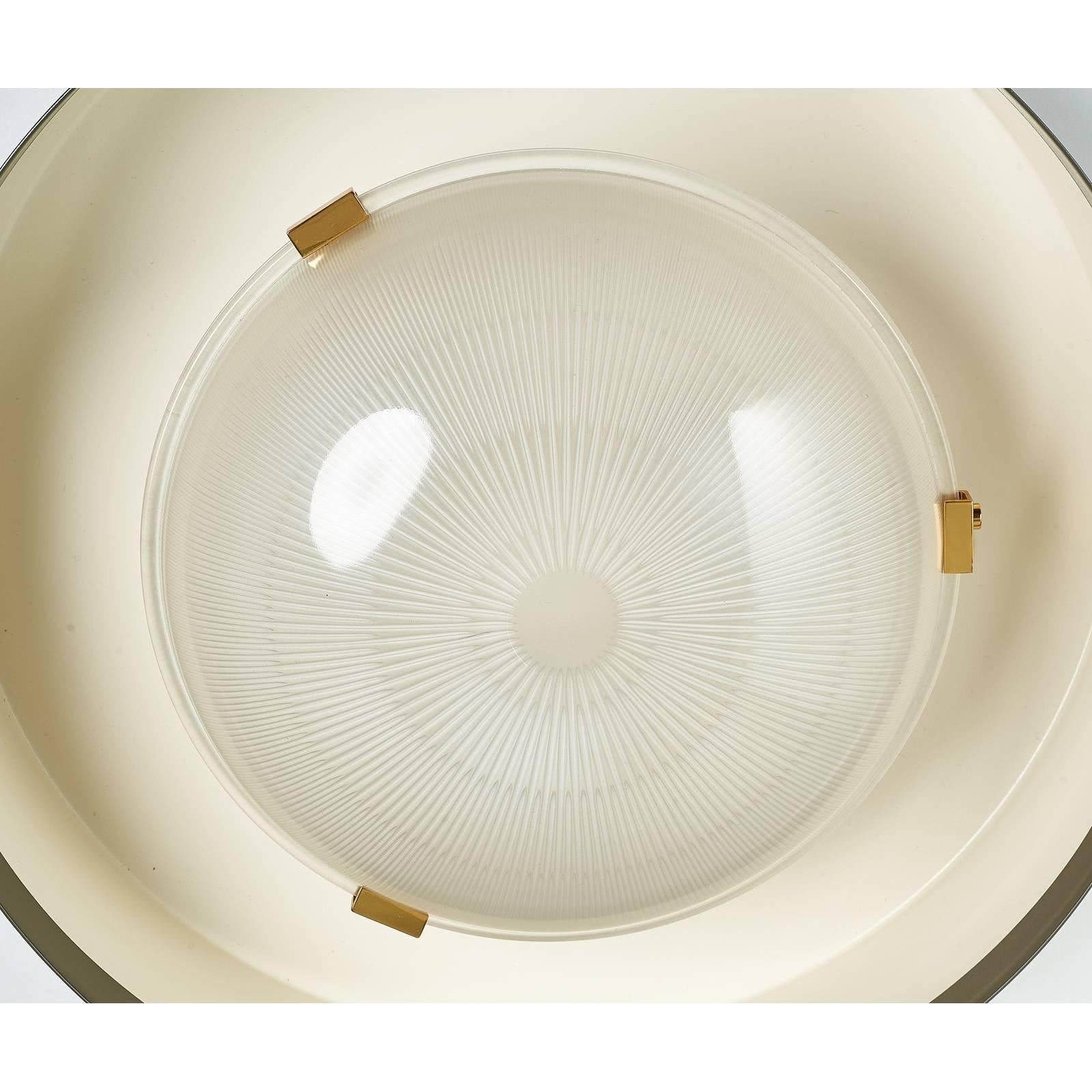 Mid-Century Modern Ribbed Glass and Enameled Metal Ceiling Light by Ignazio Gardella for Azucena