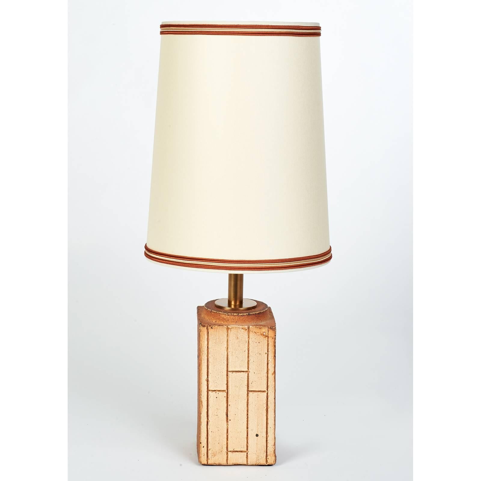 Mid-Century Modern Ceramic Table Lamp with Abstract Motif, France, 1970s