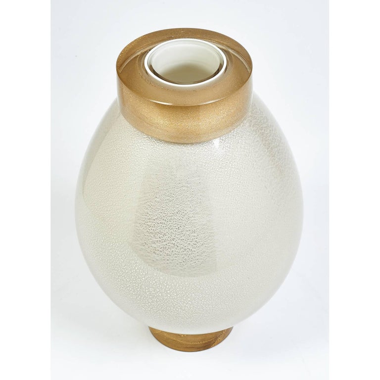 Exquisite Blown Glass Vase with Gold Leaf, Italy For Sale at 1stDibs