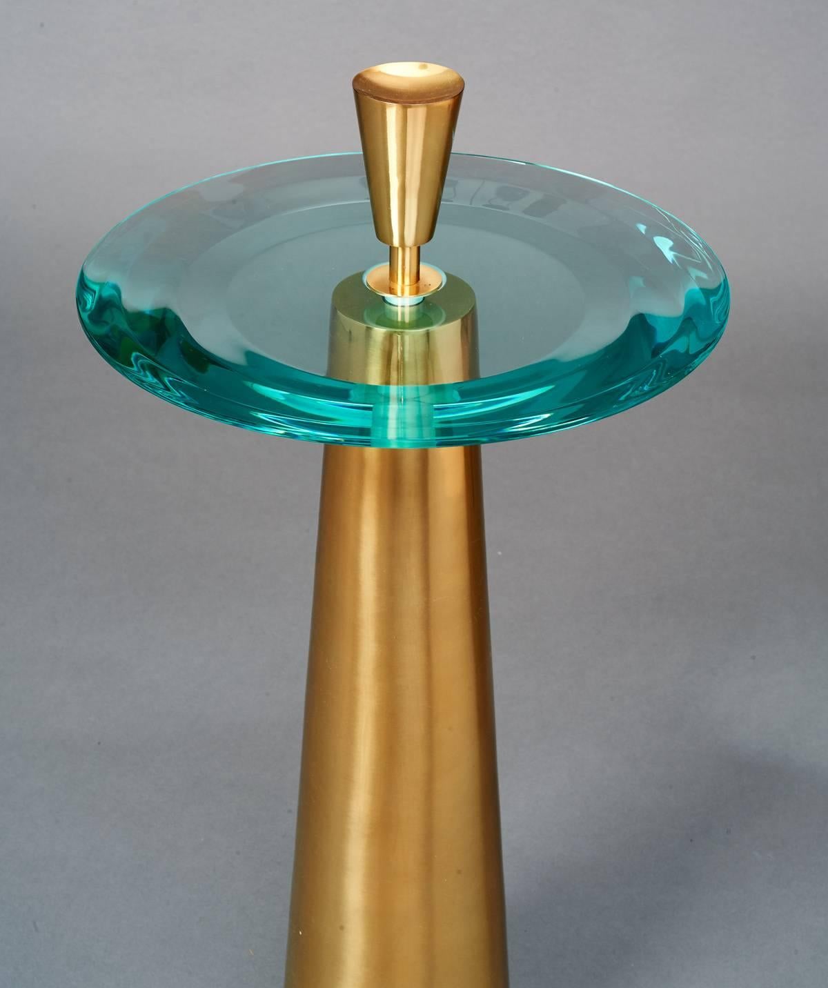 Mid-Century Modern Limited Edition Side Tables by Roberto Rida with Triple Beveled Glass Top For Sale