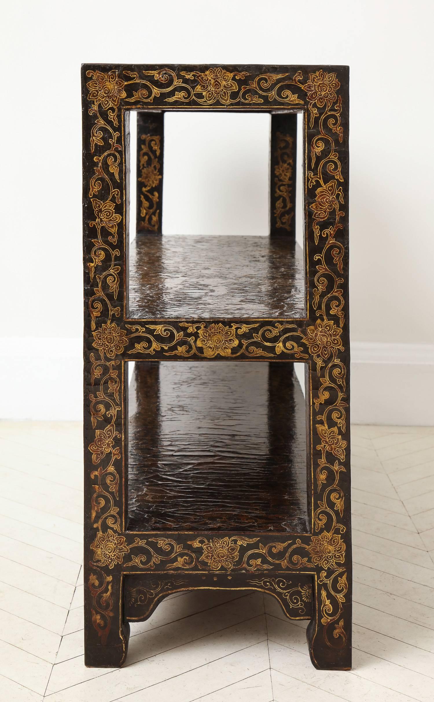 Rare 18th Century Chinese Gilt-Decorated Lacquer Bookshelf 1