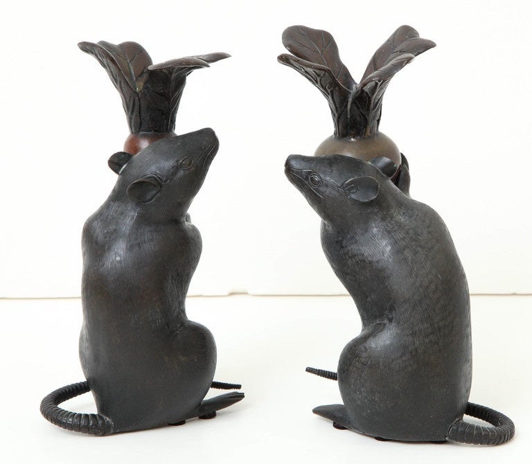 Japanese bronze candlesticks