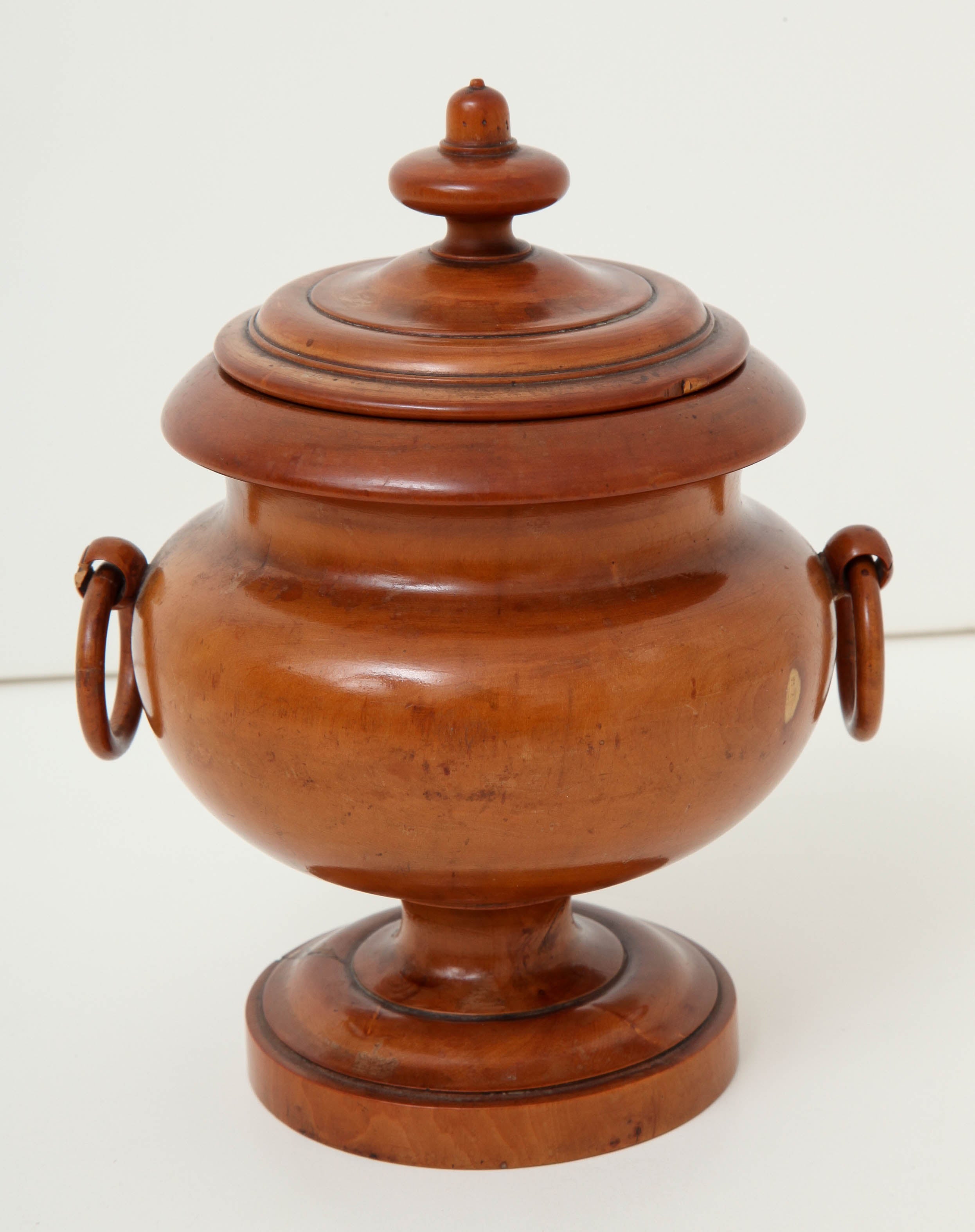 Early 19th Century English Turned Boxwood Lidded Urn