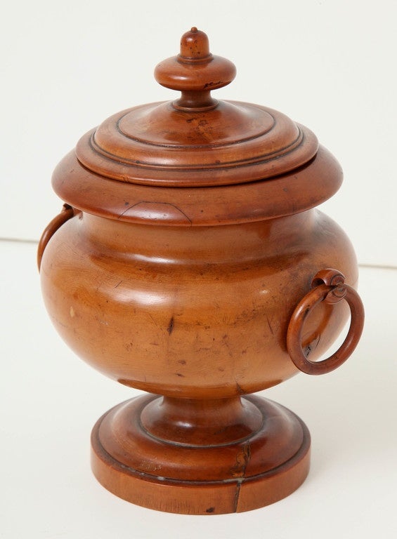 Great Britain (UK) Early 19th Century English Turned Boxwood Lidded Urn