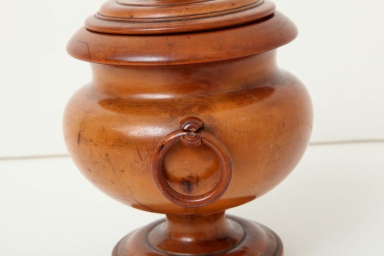 Early 19th Century English Turned Boxwood Lidded Urn In Excellent Condition In New York, NY