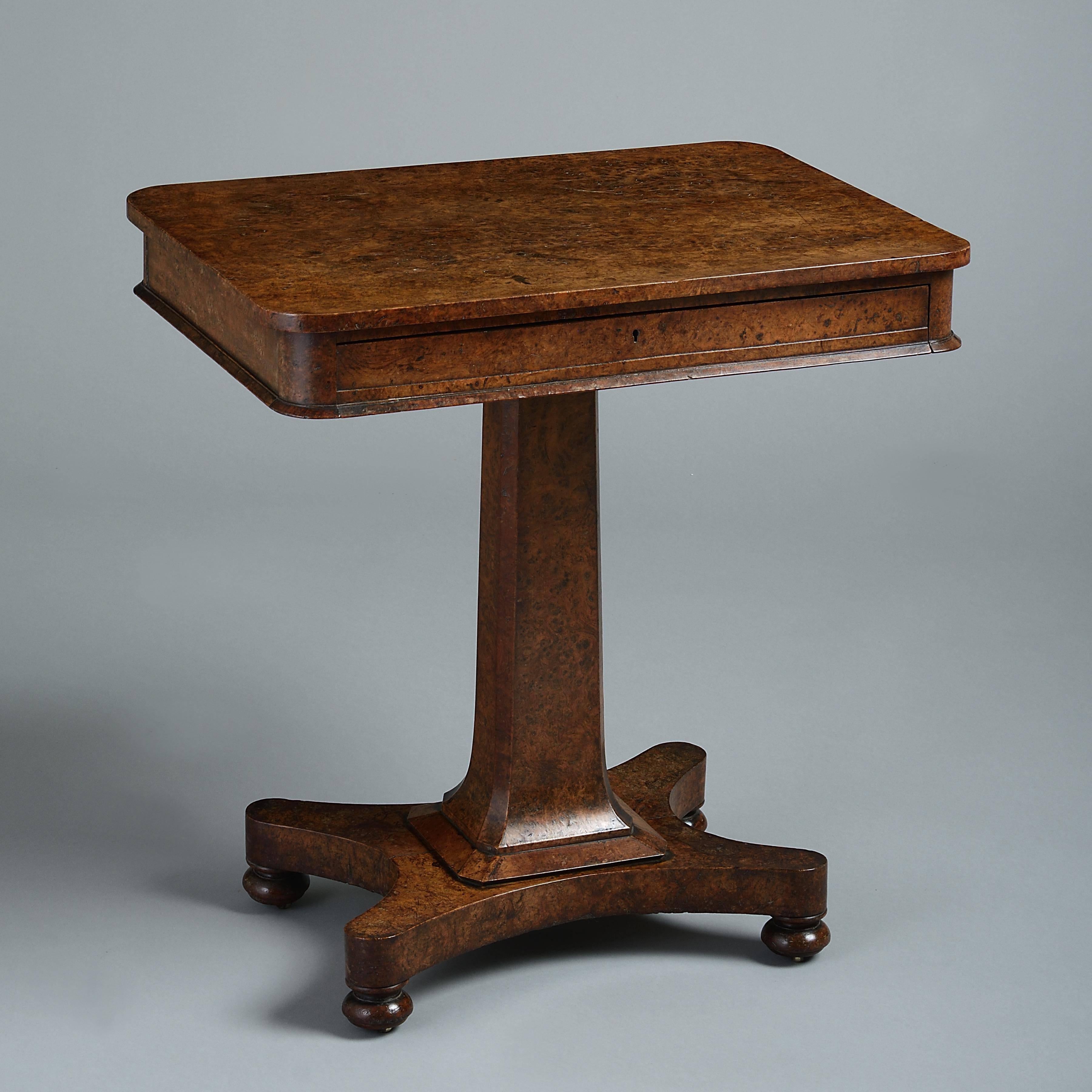 A George IV pollard oak pedestal side table with frieze drawer, circa 1825.