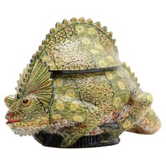 Hand-made Ceramic Chameleon Jewelry Box, made in South Africa