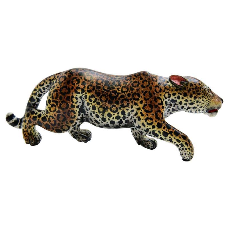 Leopard Laying Sculpture in Porcelain For Sale at 1stDibs | porcelain ...