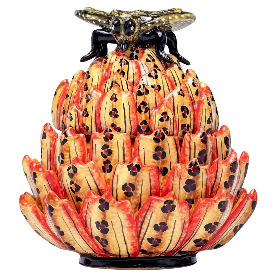 Ceramic Protea And Butterfly Jewelry Box  , hand made in South Africa