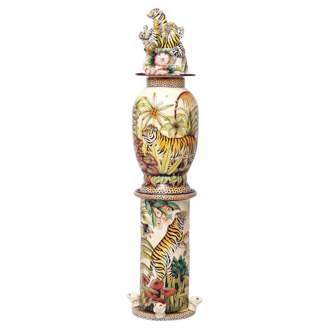Ceramic Tiger Urn, hand made in South Africa