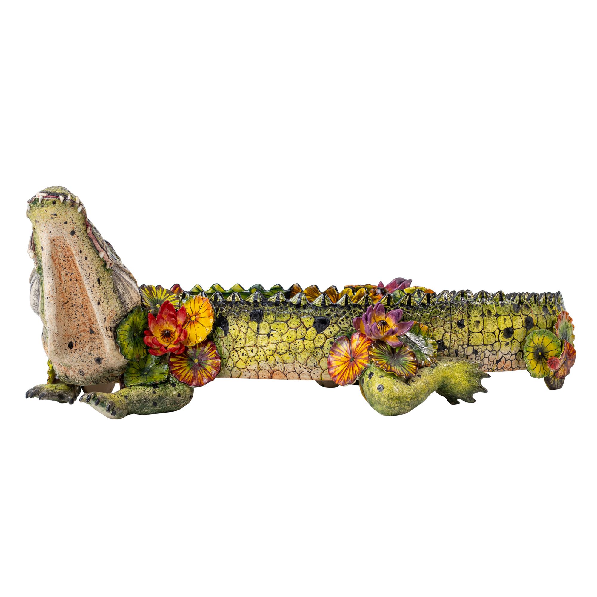 Cotto in fornace Ciotola Crocodile River Guardian, realizzata a mano in Sudafrica in vendita