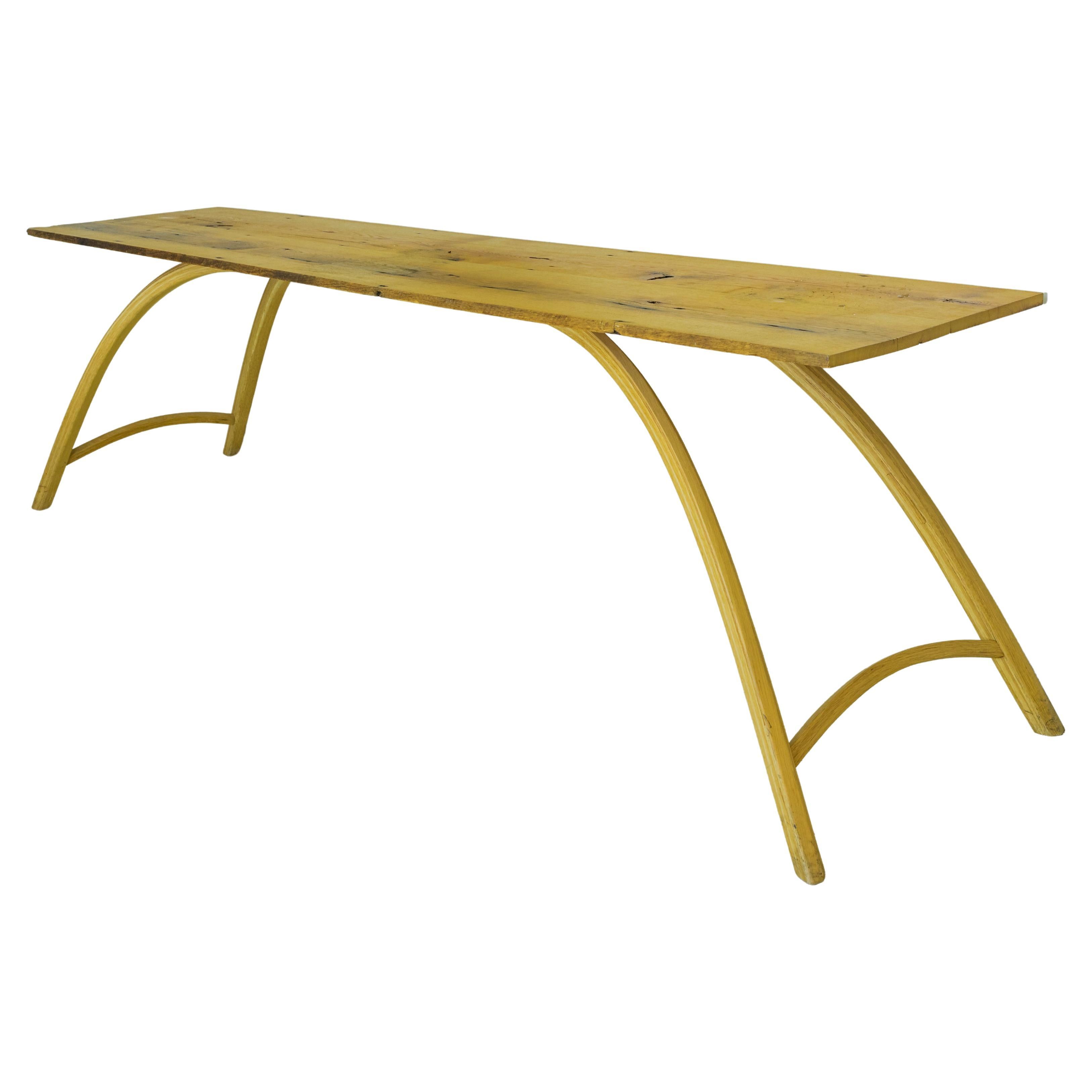 Mesa Consola Finita, Madera de Roble Recuperada, Hecha a Mano por Rafael Calvo en venta