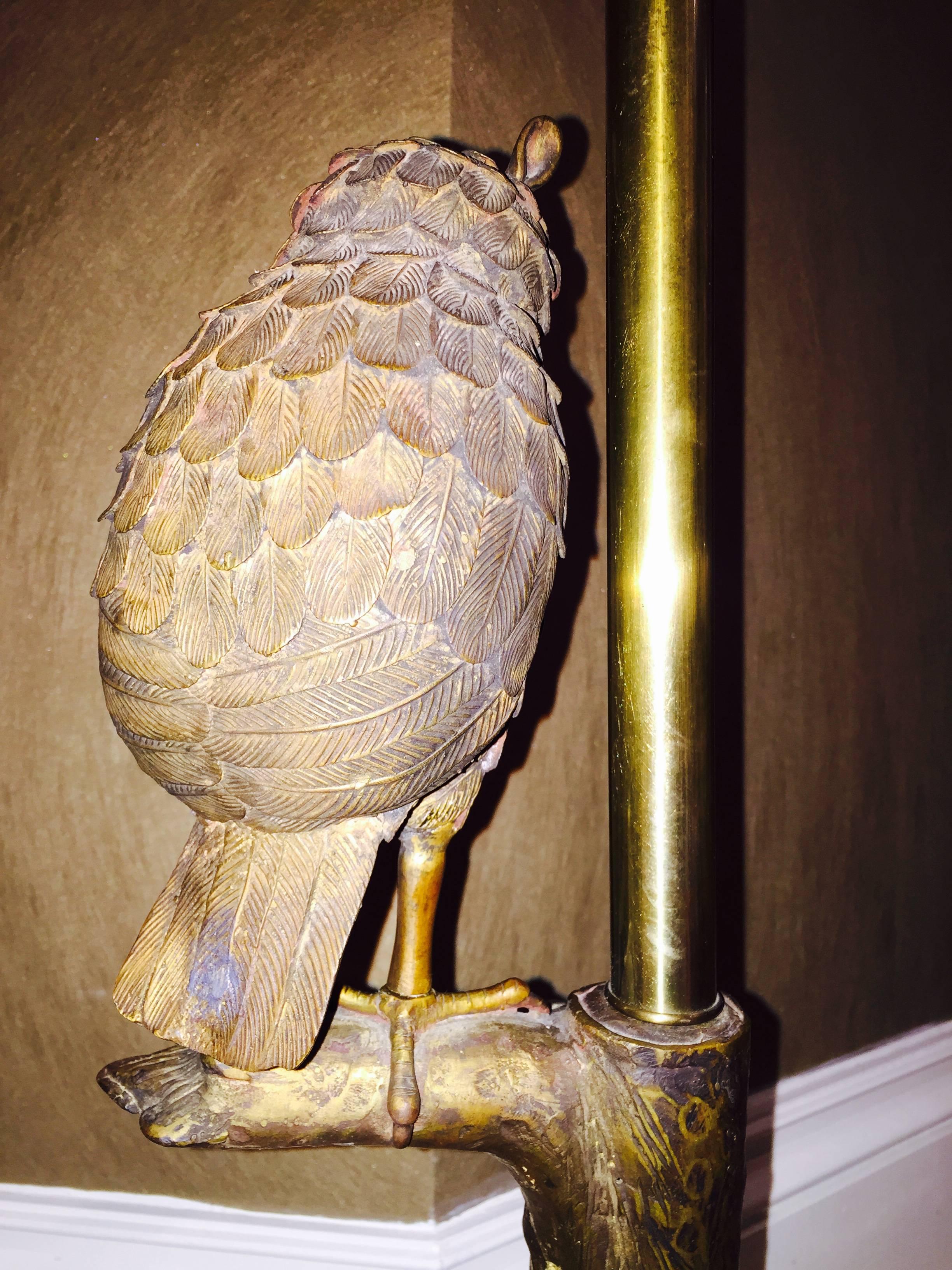 Mid-20th Century Large-Scale Marbro Brass Sculptural Owl Lamp