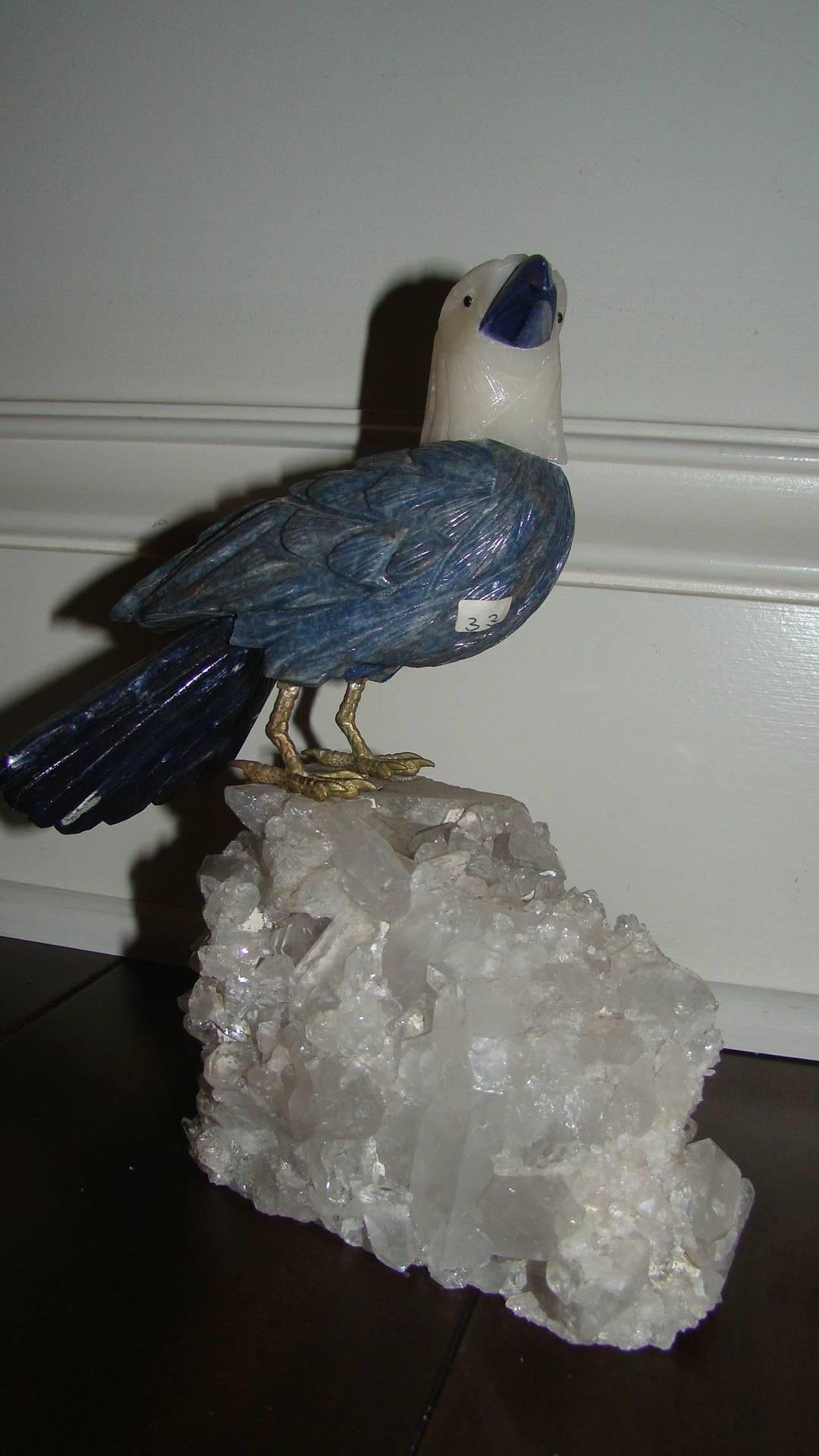 Set of Quartz Crystal and Gemstone Bird Sculptures In Excellent Condition In Atlanta, GA