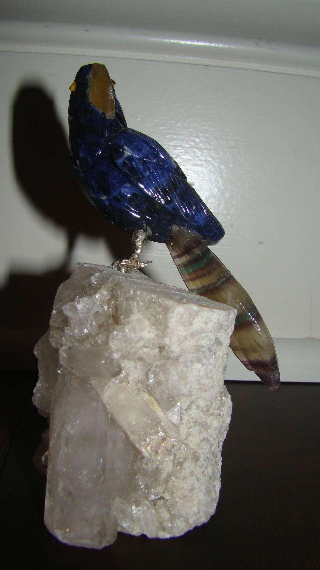 Set of Quartz Crystal and Gemstone Bird Sculptures 2