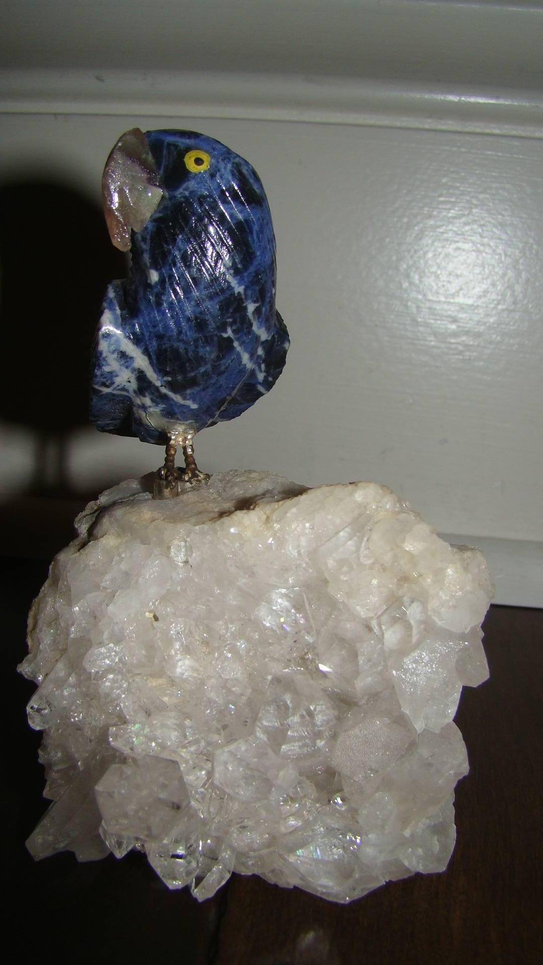 Set of Quartz Crystal and Gemstone Bird Sculptures 3