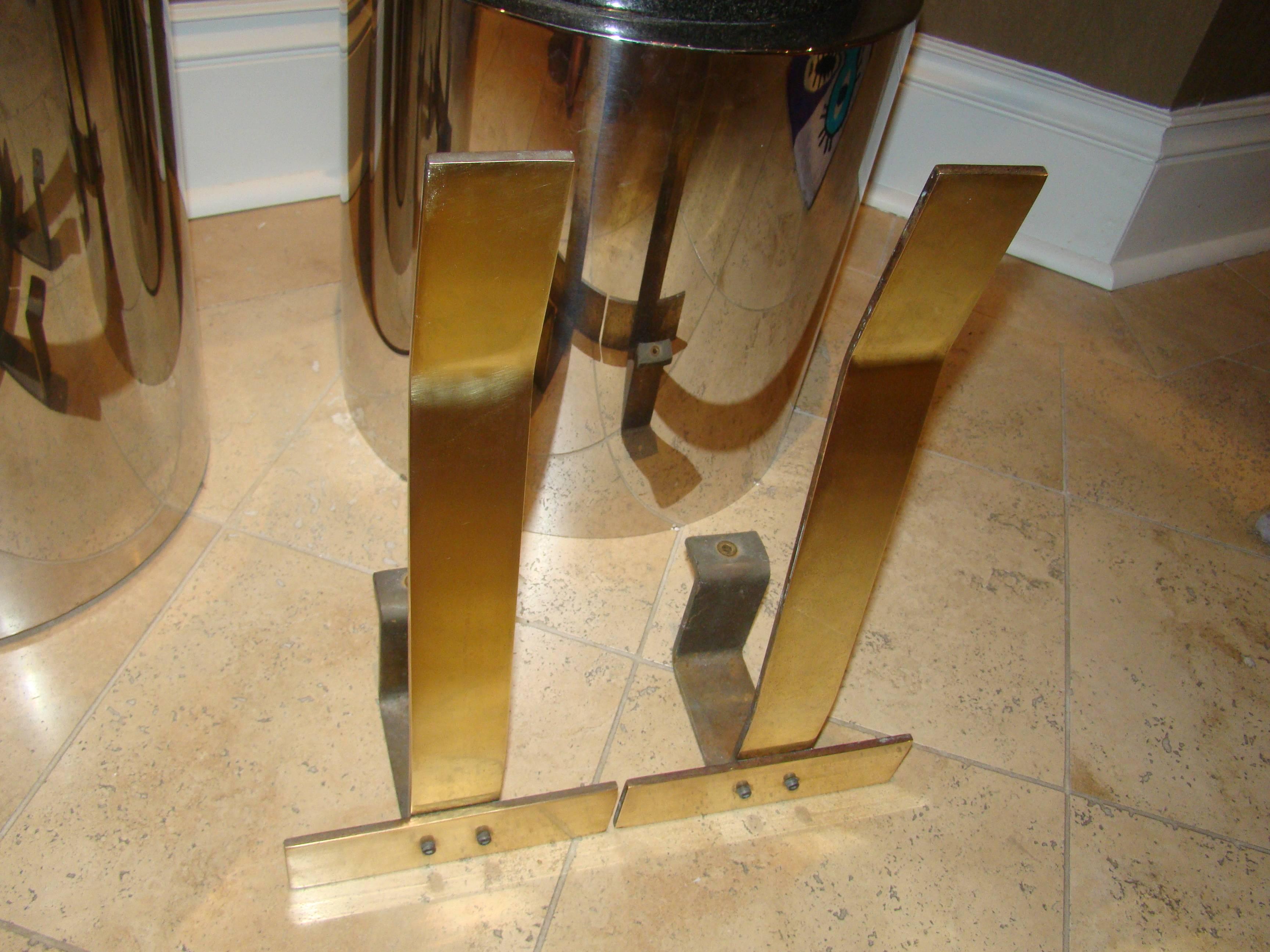 Art Deco Pair of Sculptural Brass Andirons by Danny Alessandro