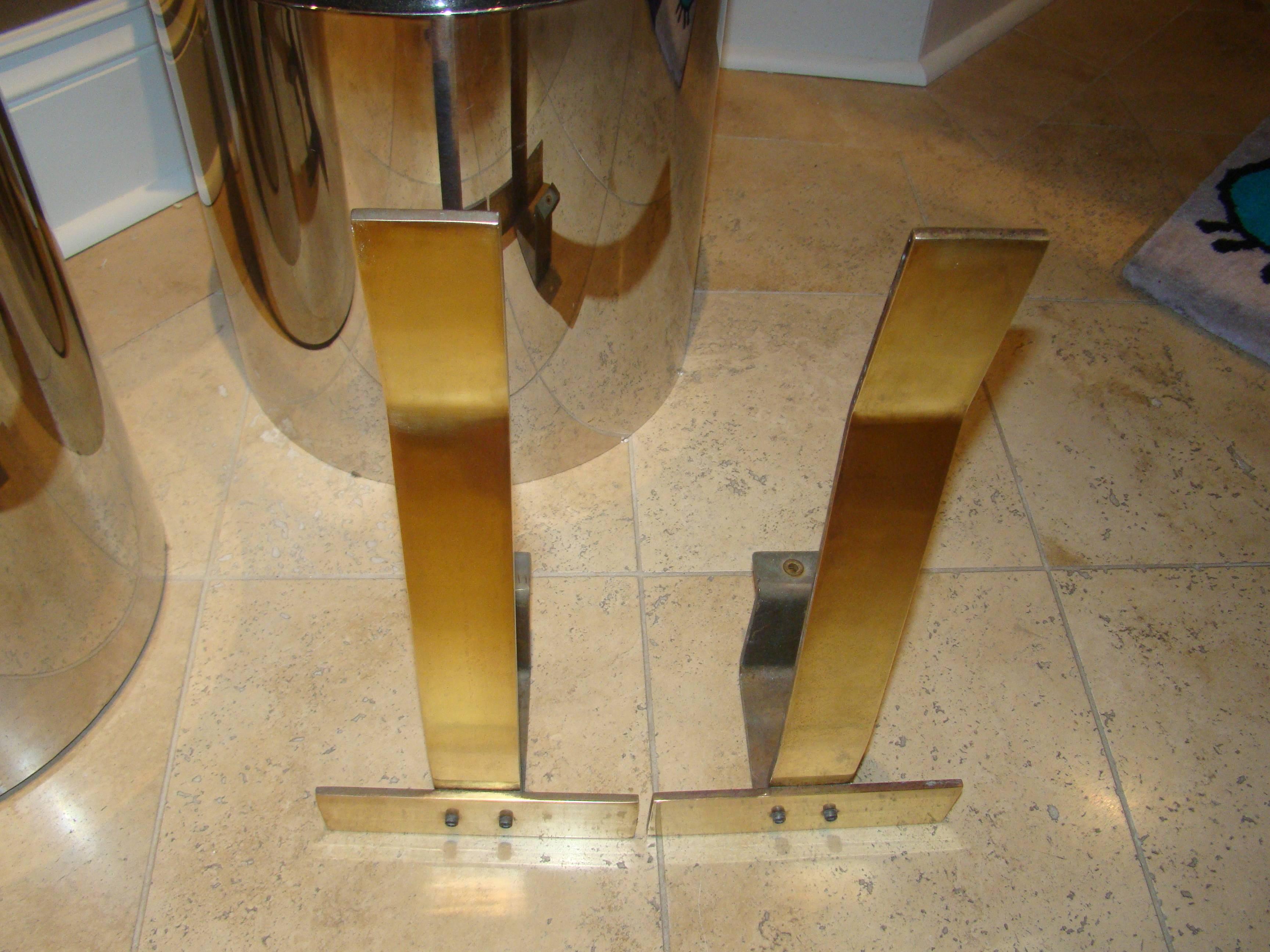 Mid-20th Century Pair of Sculptural Brass Andirons by Danny Alessandro