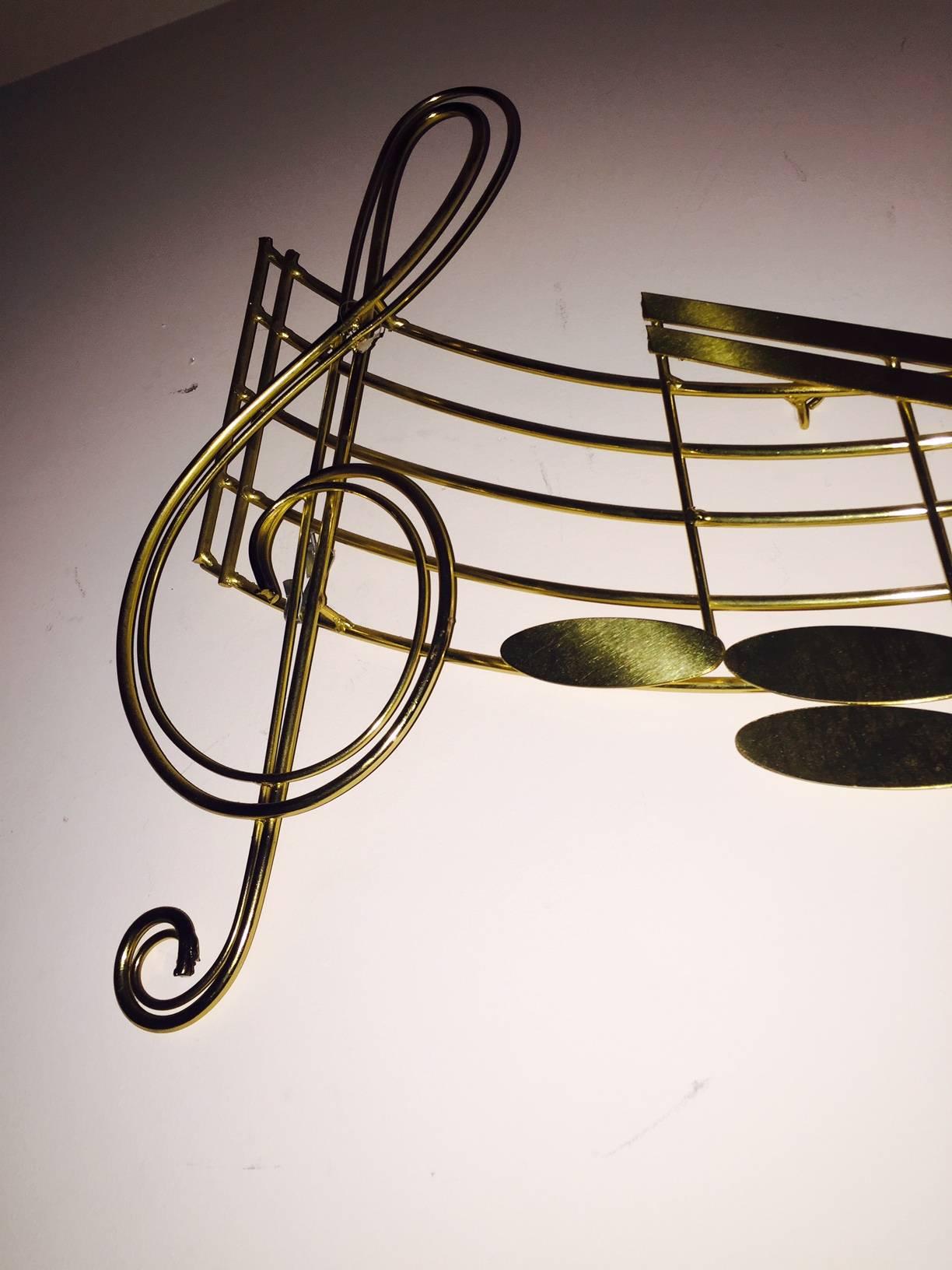 C Jere Brass Music Notes Wall Hanging Sculpture  In Excellent Condition In Atlanta, GA