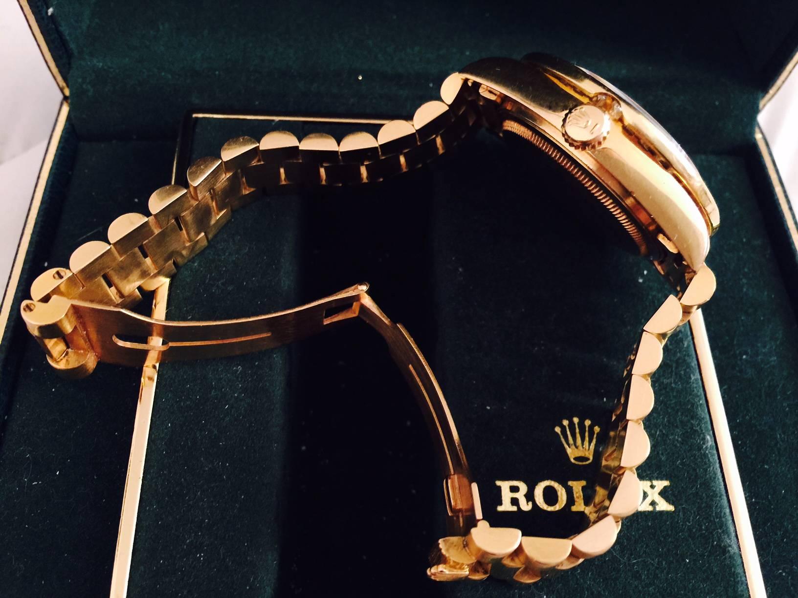 Rolex President Yellow Gold Diamond Bezel Day-Date Wristwatch Ref 18038 1