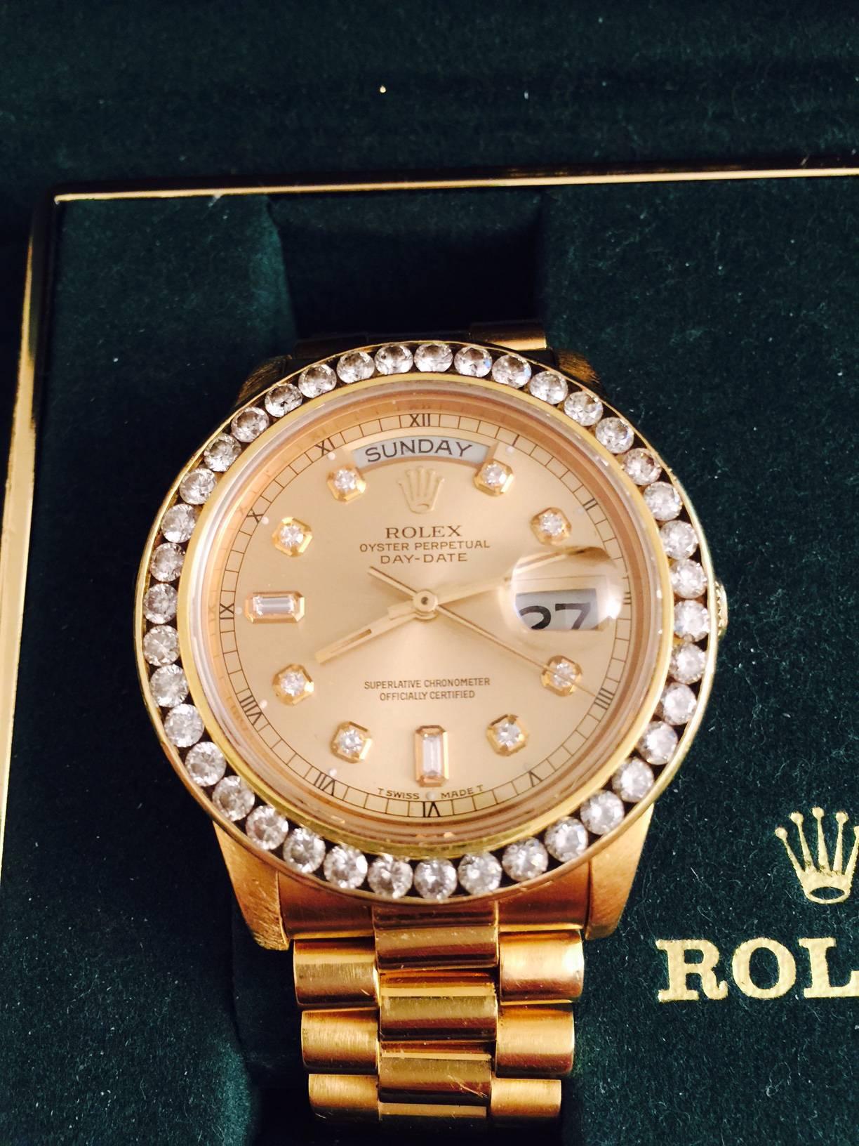 Rolex President Yellow Gold Diamond Bezel Day-Date Wristwatch Ref 18038 2