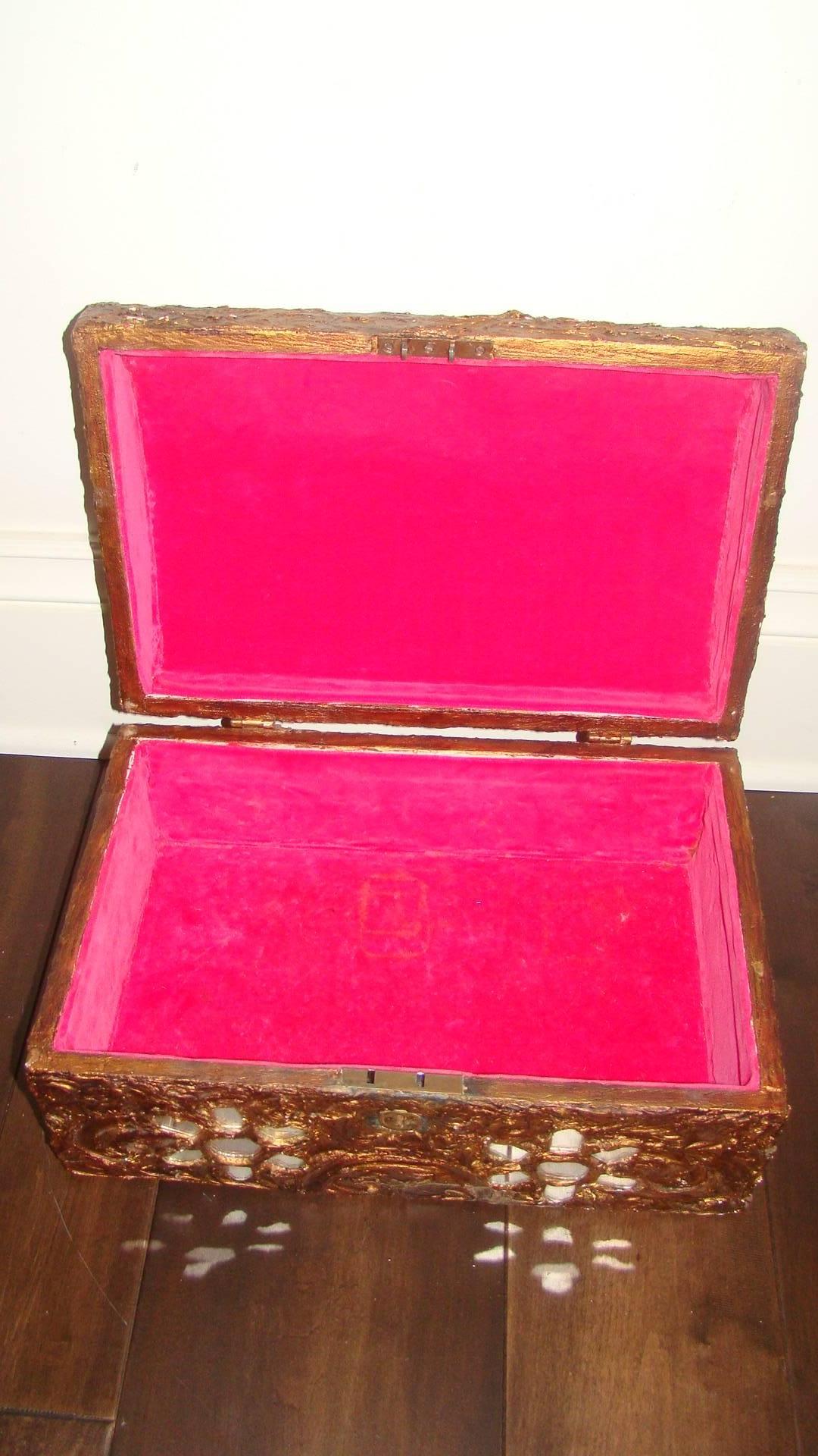Mid-20th Century Line Vautrin Style Talosel Mirror Large Jewelry Box Chest