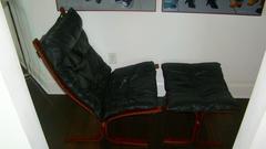 Ingmar Relling Siesta Black Leather Westnofa Lounge Chair and Ottoman