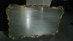 Italian Sculptural Gold Metal Full Length Wall Hanging Mirror
