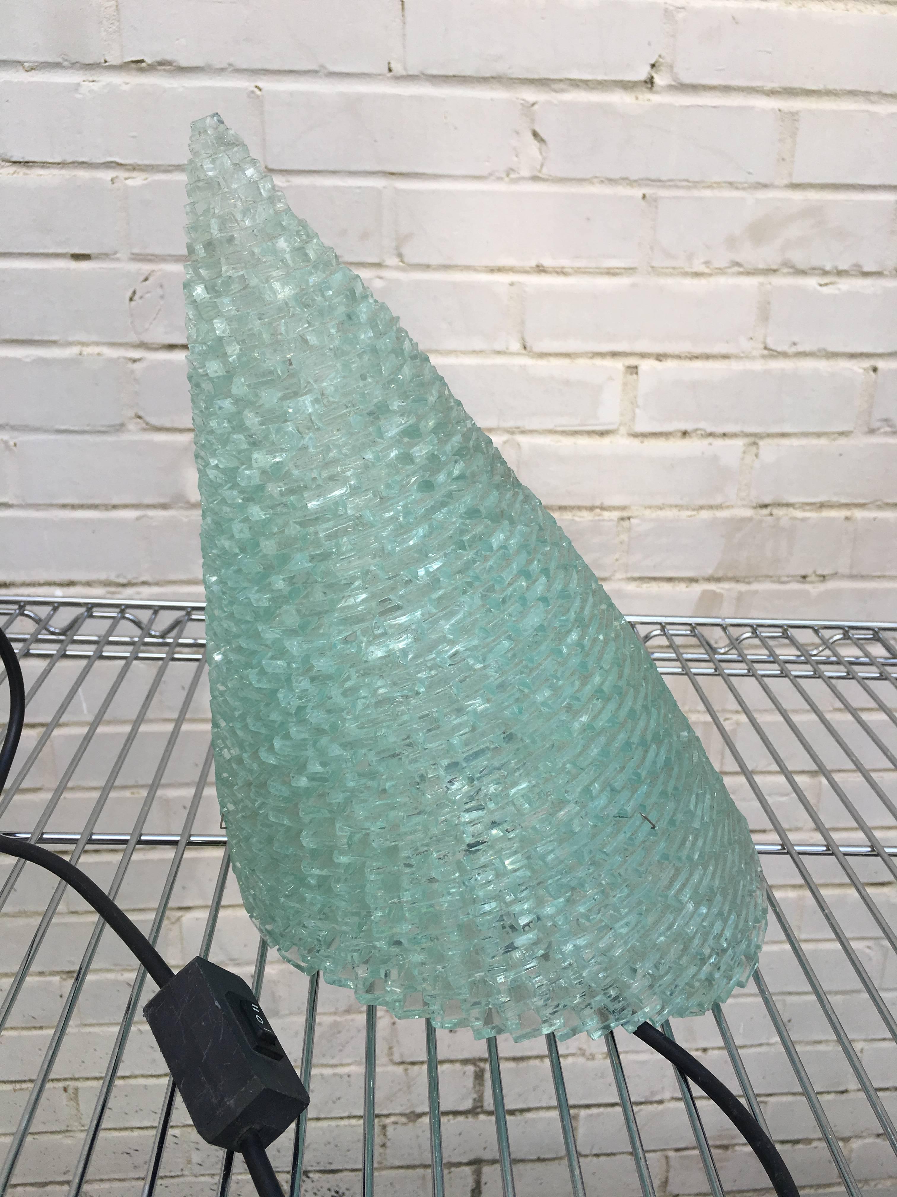 Italian Stacked Glass Block Cone Table Lamp In Excellent Condition In Atlanta, GA