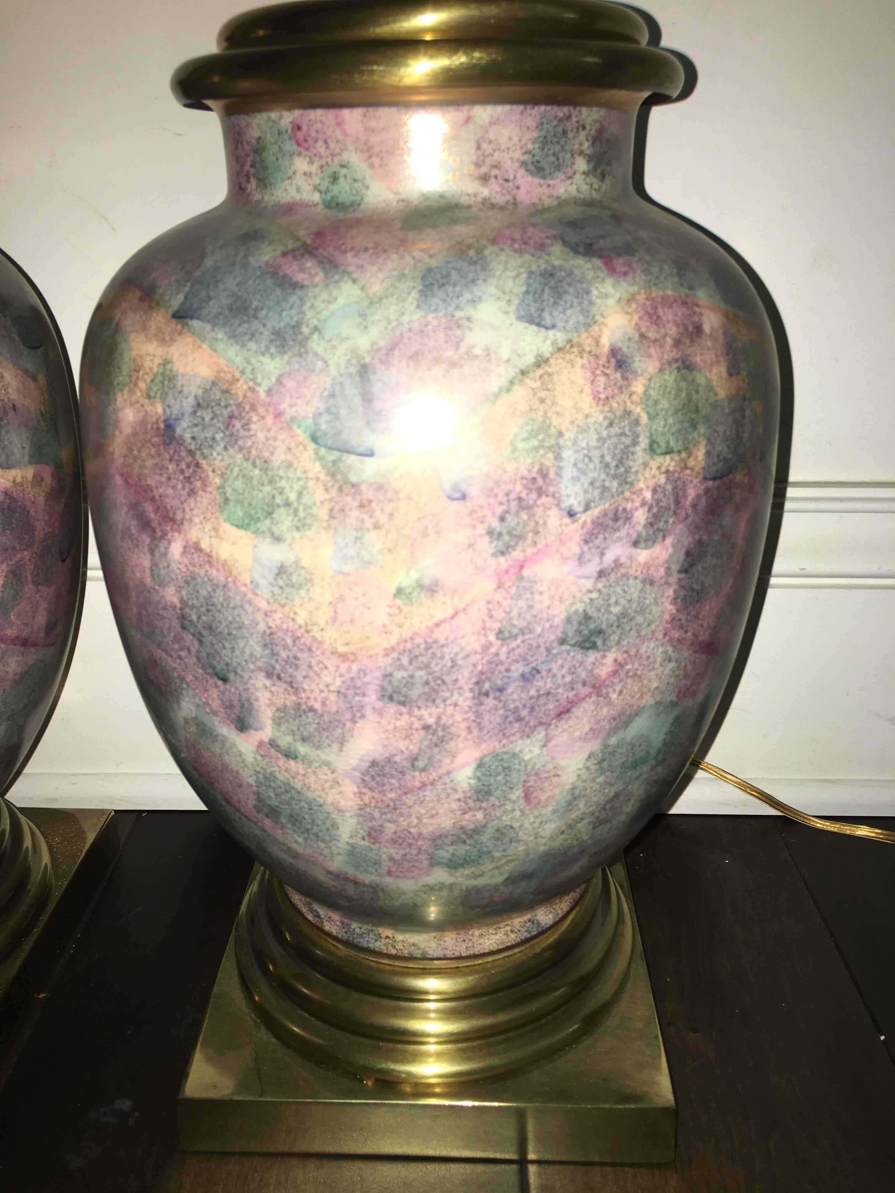 American Pair of Frederick Cooper Multi-Colored Table Lamp For Sale