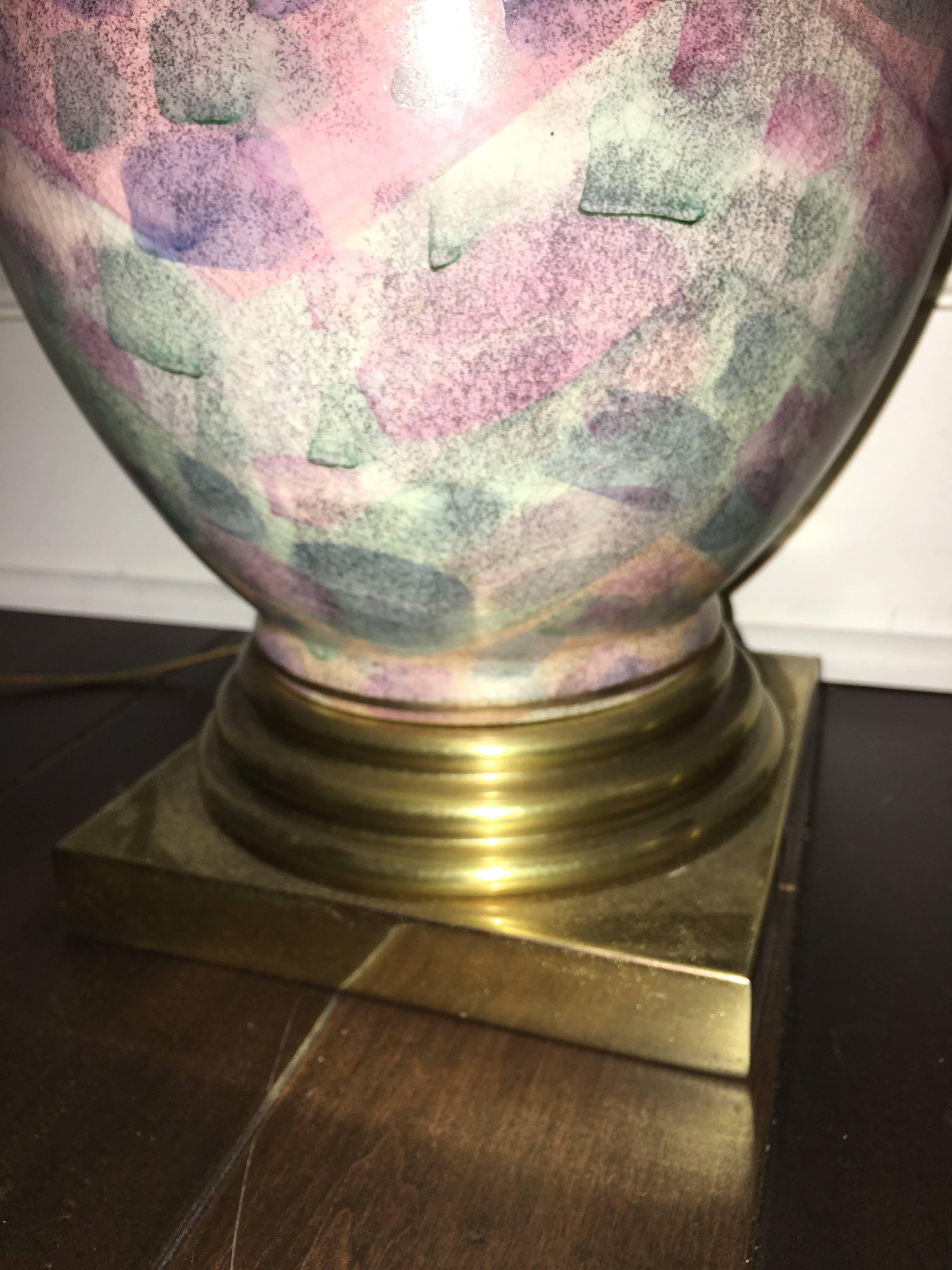 Late 20th Century Pair of Frederick Cooper Multi-Colored Table Lamp For Sale