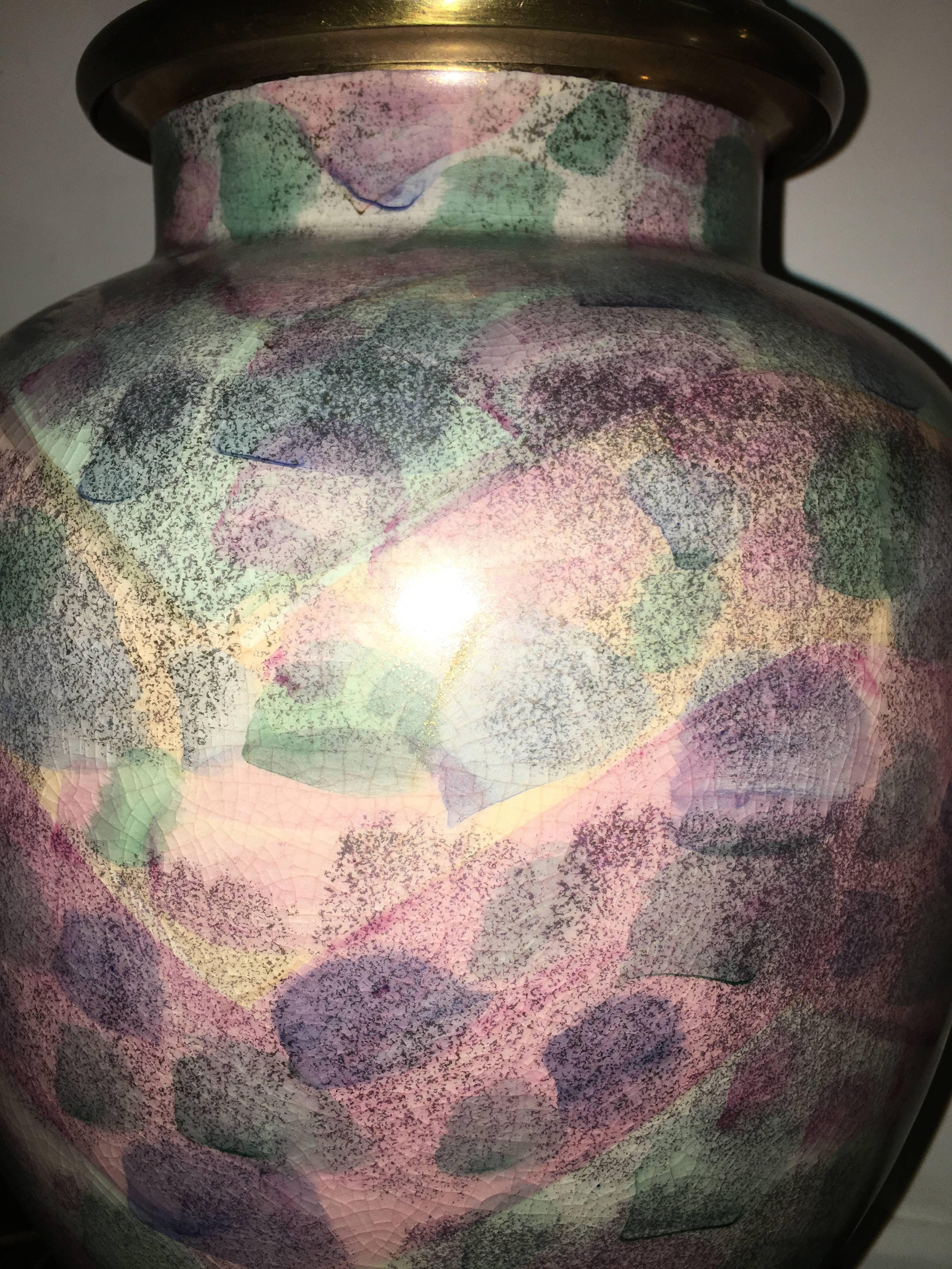 Pair of Frederick Cooper Multi-Colored Table Lamp In Excellent Condition For Sale In Atlanta, GA