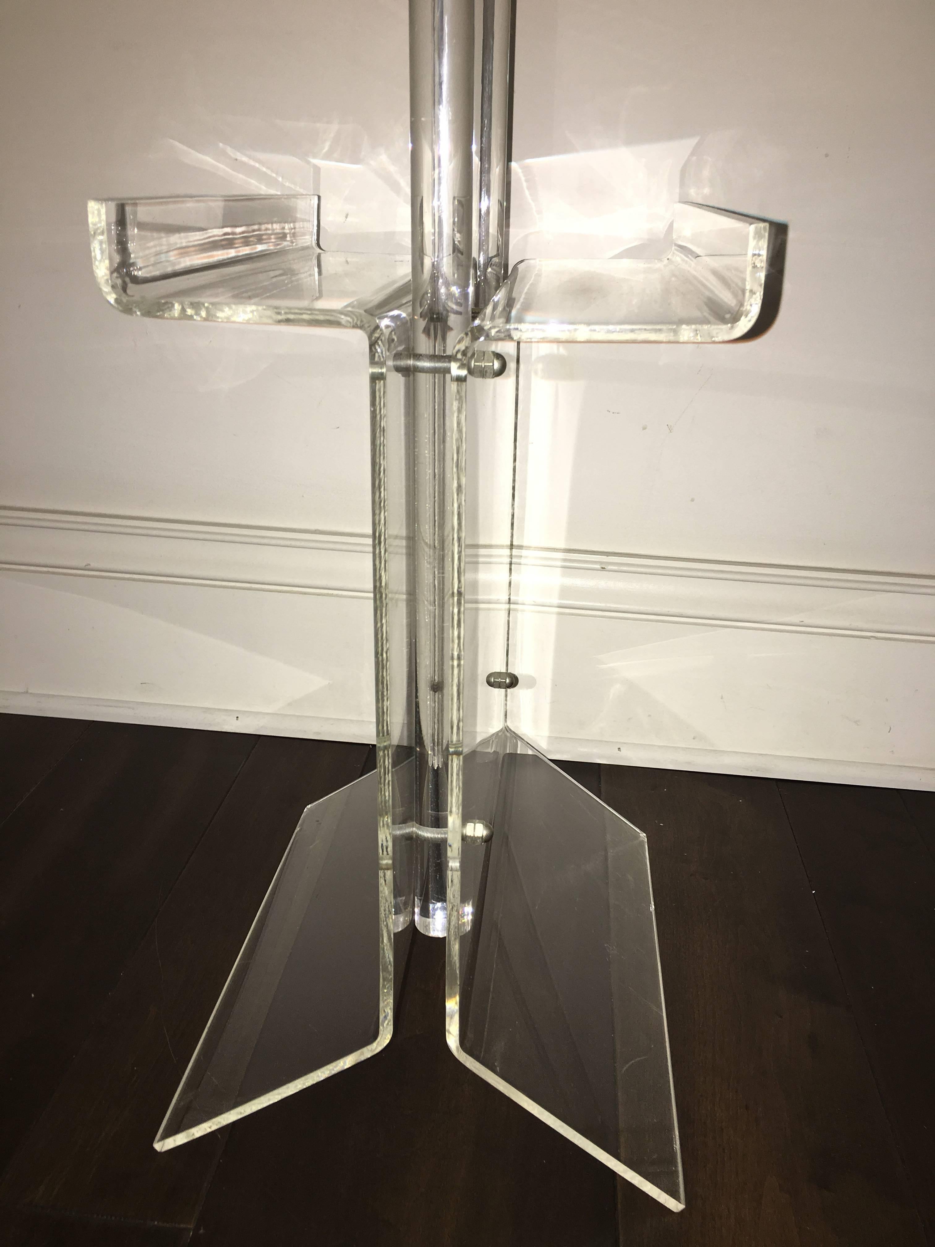 Late 20th Century Lucite Book Caddy Magazine Floor Rack Neal Small Style
